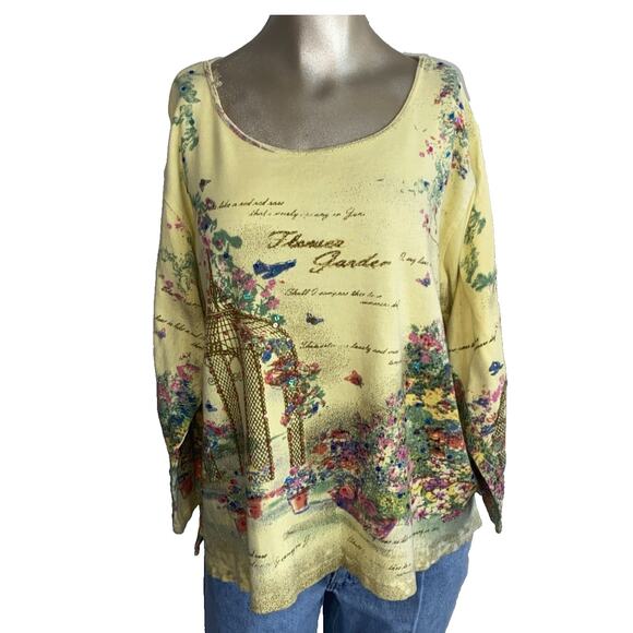Jane Ashley Top Blouse Women 1X CROPPED Long Sleeve Sequin 90’s Y2k Classic - Picture 1 of 9